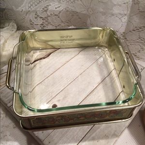 Corning Glassworks Pyrex Casserole Dish and Carrier#222 Square Pyrex DishVintage